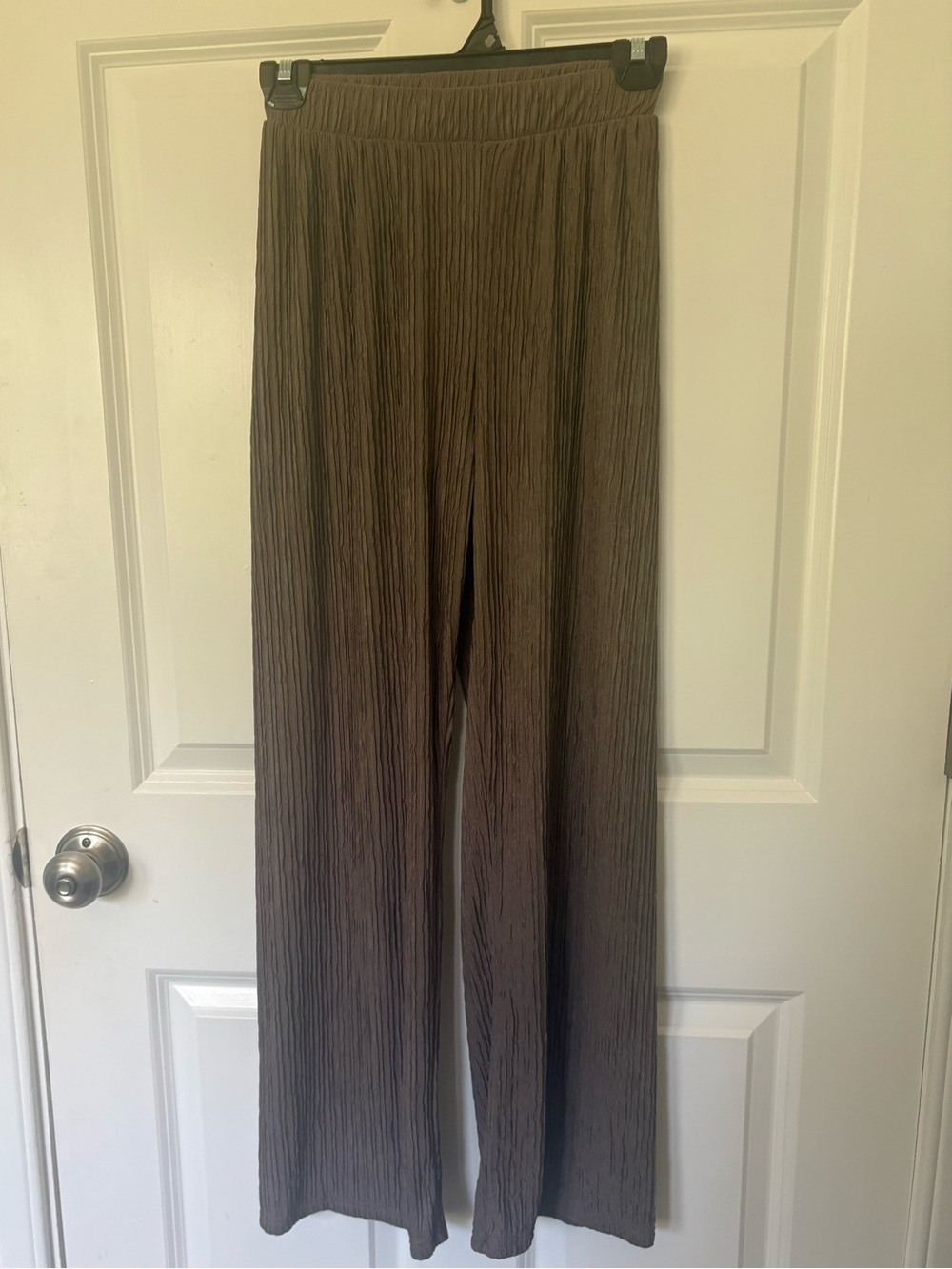 Boho Breathable Flowy Summer Beachy Loungewear Taupe Crinkled Pants